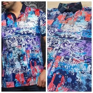 Au Noir Polo Padilla Turquoise Guy Multi Snug Fit 1XL